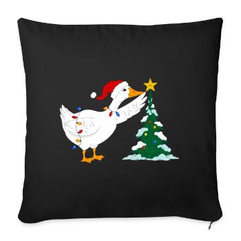Goose and Christmas tree - Sofa pillowcase 17,3'' x 17,3'' (45 x 45 cm) - black - Front