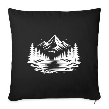 Icône en plein air de la forêt des montagnes - Housse de coussin décorative 45 x 45 cm - noir - Devant