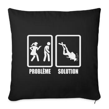 Humour couple problème solution plongée - Housse de coussin décorative 45 x 45 cm - noir - Devant