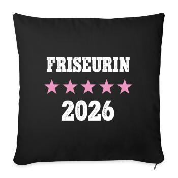 Atelier de coiffure 2026 Nouvel emploi Formation Apprentissage - Housse de coussin décorative 45 x 45 cm - noir - Devant