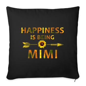 Glück ist, Mimi zu sein – Sonnenblumenblumen-Shirt - Sofakissenbezug 45 x 45 cm - Schwarz - Vorne