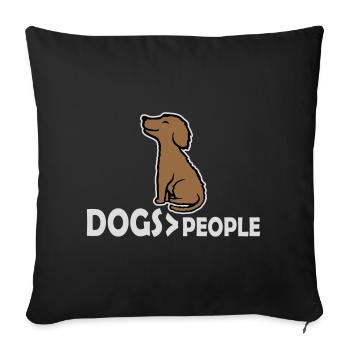 Chiens sur les gens, chien Drôle de proverbe antisocial - Housse de coussin décorative 45 x 45 cm - noir - Devant