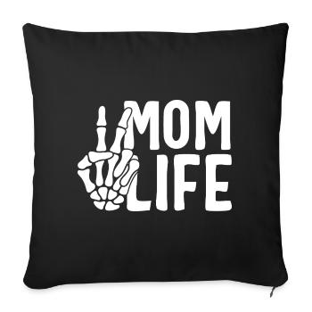 Main squelette de la vie de maman – Chemise de maman drôle et coquine - Housse de coussin décorative 45 x 45 cm - noir - Devant
