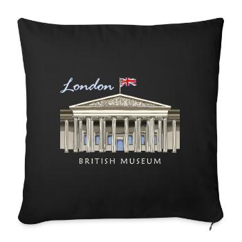 British Museum de Londres, dessiné à la main - Housse de coussin décorative 45 x 45 cm - noir - Devant