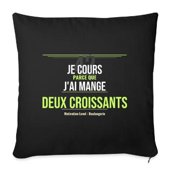 42 Ans: Deux Croissants Humour - Housse de coussin décorative 45 x 45 cm - noir - Devant