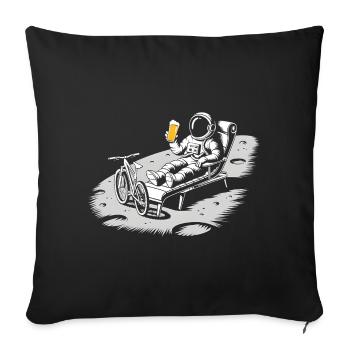 Astronaute qui se détend sur la Lune en buvant de la bière - Housse de coussin décorative 45 x 45 cm - noir - Devant