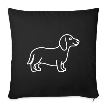 Blanc teckel - Housse de coussin décorative 45 x 45 cm - noir - Devant