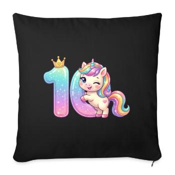 J’ai 10 ans d’anniversaire de la fille licorne de Kawaii - Housse de coussin décorative 45 x 45 cm - noir - Devant