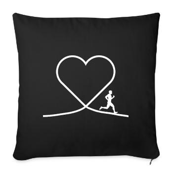Herz Jogger - Laufsport Joggen Liebe Design - Sofakissenbezug 45 x 45 cm - Schwarz - Vorne
