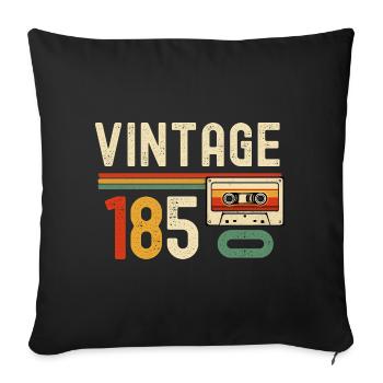 Vintage 1850's Retro Cassette - Sofa pillowcase 17,3'' x 17,3'' (45 x 45 cm) - black - Front
