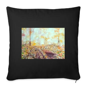 Forest watercolor landscape autumn - Sofa pillowcase 17,3'' x 17,3'' (45 x 45 cm) - black - Front