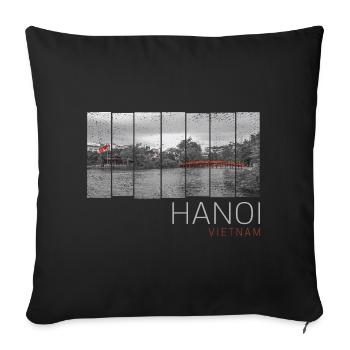Hanoi City in Vietnam Panorama Vintage Souvenir - Sofa pillowcase 17,3'' x 17,3'' (45 x 45 cm) - black - Front
