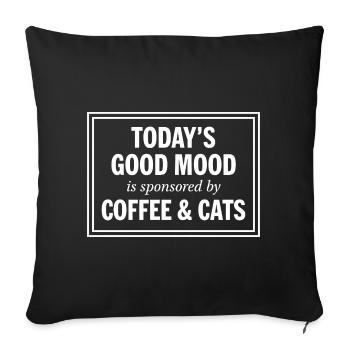 La bonne humeur du jour sponsorisée par Coffee and Cats - Housse de coussin décorative 45 x 45 cm - noir - Devant