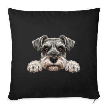 Peeking Schnauzer Curious Bearded Dog Face - Sofa pillowcase 17,3'' x 17,3'' (45 x 45 cm) - black - Front