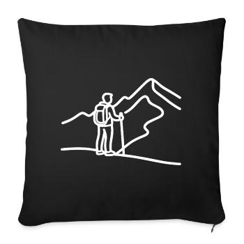 Minimalistischer Wanderer vor Bergpanorama - Sofakissenbezug 45 x 45 cm - Schwarz - Vorne