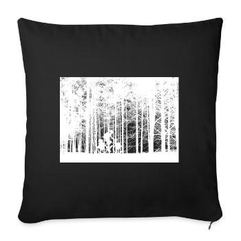 Freiheit auf zwei Rädern – Radfahrer im Wald - Sofakissenbezug 45 x 45 cm - Schwarz - Vorne