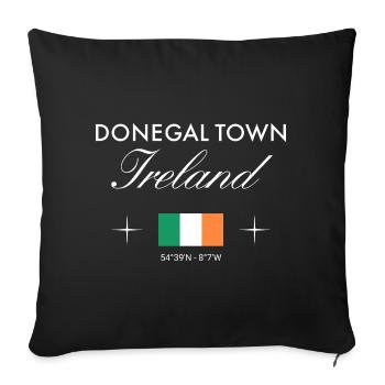 Souvenir de voyage de la Ville de Donegal Coordonnées Irlande - Housse de coussin décorative 45 x 45 cm - noir - Devant