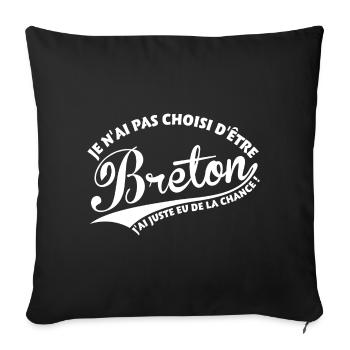 Breton chanceux - Housse de coussin décorative 45 x 45 cm - noir - Devant