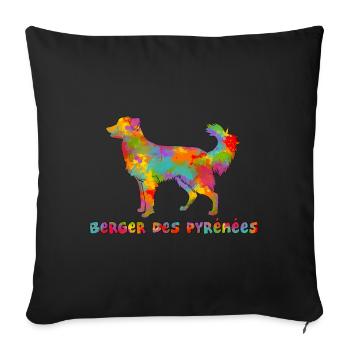 Pyrenean Shepherd Multicolor Gesicht rasiert - Sofakissenbezug 45 x 45 cm - Schwarz - Vorne