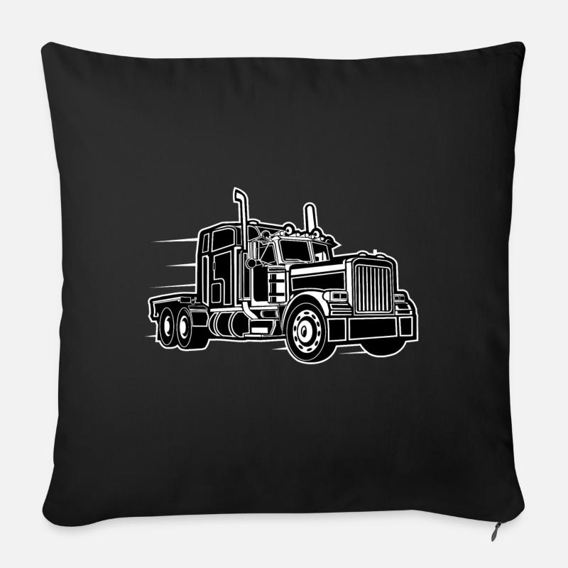 Camion / camion 03_schwarz blanc - Housse de coussin décorative 45 x 45 cm - noir