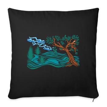 arbre dans la colline - Housse de coussin décorative 45 x 45 cm - noir - Devant