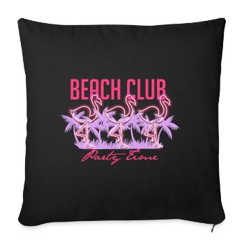 Soirée flamant rose - Housse de coussin décorative 45 x 45 cm - noir - Devant