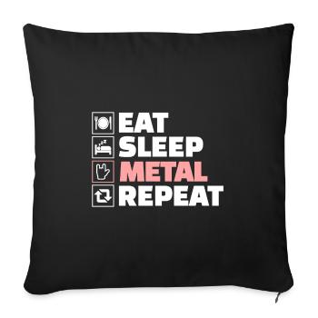 Eat sleep heavy metal repeat - Sofa pillowcase 17,3'' x 17,3'' (45 x 45 cm) - black - Front