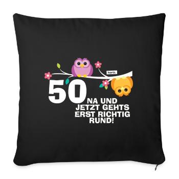 50 bien et maintenant c'est juste autour de 50 anniversaire - Housse de coussin décorative 45 x 45 cm - noir - Devant