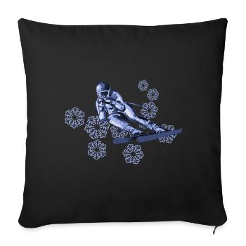 skiing - Sofa pillowcase 17,3'' x 17,3'' (45 x 45 cm) - black - Front