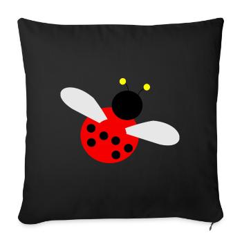 Coccinelle avec des points colorés et des ailes - Housse de coussin décorative 45 x 45 cm - noir - Devant