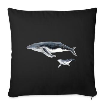 Humpback whale with baby megaptera whale - Sofa pillowcase 17,3'' x 17,3'' (45 x 45 cm) - black - Front