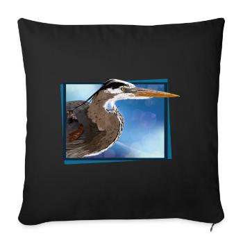 Héron bleu - Housse de coussin décorative 45 x 45 cm - noir - Devant