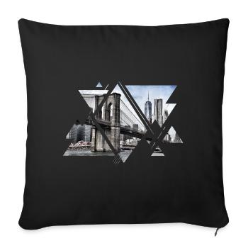 Brooklyn Bridge New York City America USA - Sofa pillowcase 17,3'' x 17,3'' (45 x 45 cm) - black - Front