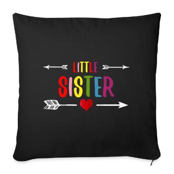 Petite soeur soeur soeur amour - Housse de coussin décorative 45 x 45 cm - noir - Devant