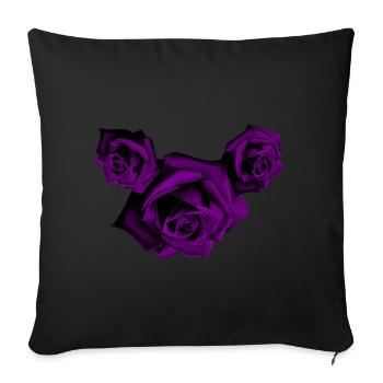 Roses - Roses violettes - Housse de coussin décorative 45 x 45 cm - noir - Devant