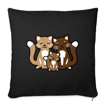 Cat family cat family famille de chat - Sofa pillowcase 17,3'' x 17,3'' (45 x 45 cm) - black - Front