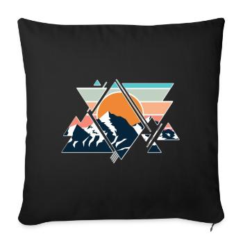 Nature Nature Mountains Mountains Sun Sun Hiking - Sofa pillowcase 17,3'' x 17,3'' (45 x 45 cm) - black - Front