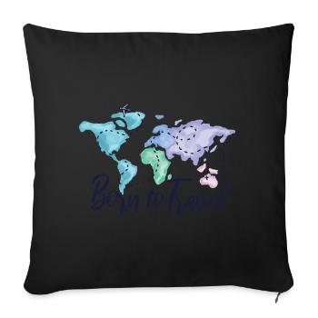 World Map with Europe Asia America Shirt Gift - Sofa pillowcase 17,3'' x 17,3'' (45 x 45 cm) - black - Front