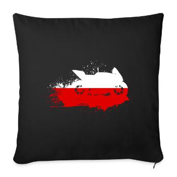 Moto Sport motor polonais Drapeau - Housse de coussin décorative 45 x 45 cm - noir - Devant