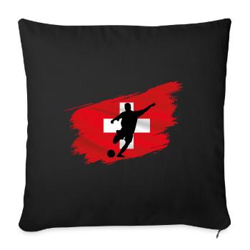 Football Switzerland Kicker Flag Ballsport Team Fan - Sofa pillowcase 17,3'' x 17,3'' (45 x 45 cm) - black - Front