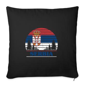 Serbie - Housse de coussin décorative 45 x 45 cm - noir - Devant