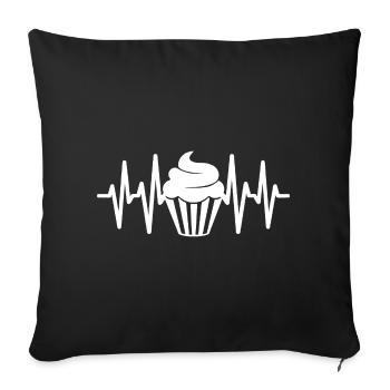Cupcake Liebe Kuchen Herzschlag - Sofakissenbezug 45 x 45 cm - Schwarz - Vorne