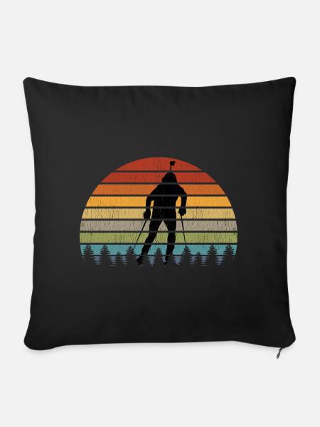 Biathlète Figure Biathlon Cadeau Sports d’hiver - Housse de coussin décorative 45 x 45 cm - noir