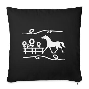 Pferd Fohlen Hengst Reitsport Urlaub Ferien - Sofakissenbezug 45 x 45 cm - Schwarz - Vorne