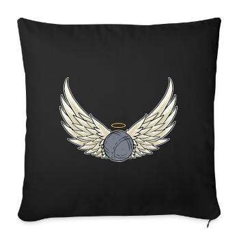 Boulekugel Flügel Bouler und Petanque Spieler - Sofakissenbezug 45 x 45 cm - Schwarz - Vorne