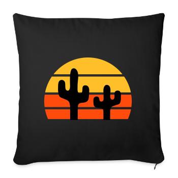 Two cacti in front of a half-sun - Sofa pillowcase 17,3'' x 17,3'' (45 x 45 cm) - black - Front