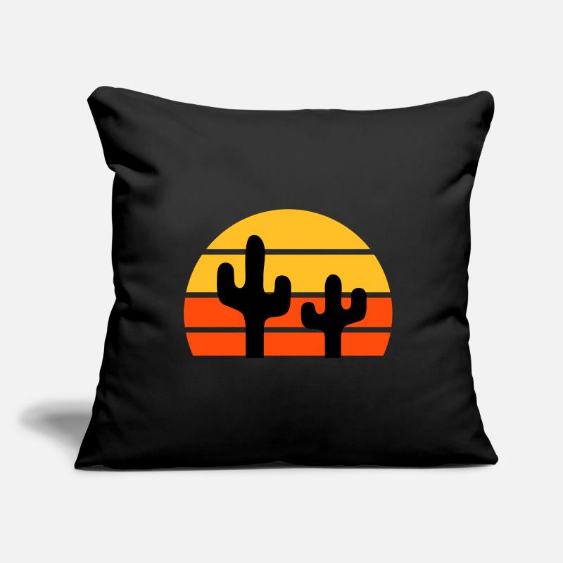 Deux cactus devant un demi-soleil Housse de coussin décorative 45 x 45 cm