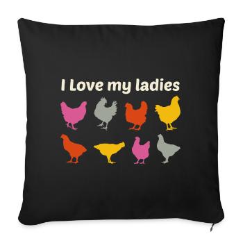Chicken Lover Poultry Farmer Farming Farm Funny - Sofa pillowcase 17,3'' x 17,3'' (45 x 45 cm) - black - Front