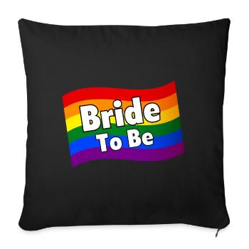 Gay Pride Bride To Be lesbian bride fiancée LGBTQ - Housse de coussin décorative 45 x 45 cm - noir - Devant