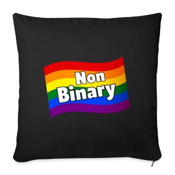 Non binaire Non-binaire drapeau arc-en-ciel diversité LGBTQ+ - Housse de coussin décorative 45 x 45 cm - noir - Devant